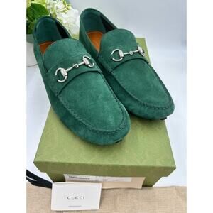Men's Gucci emerald green horse bit driver loafers size 12.5 fits 13 US